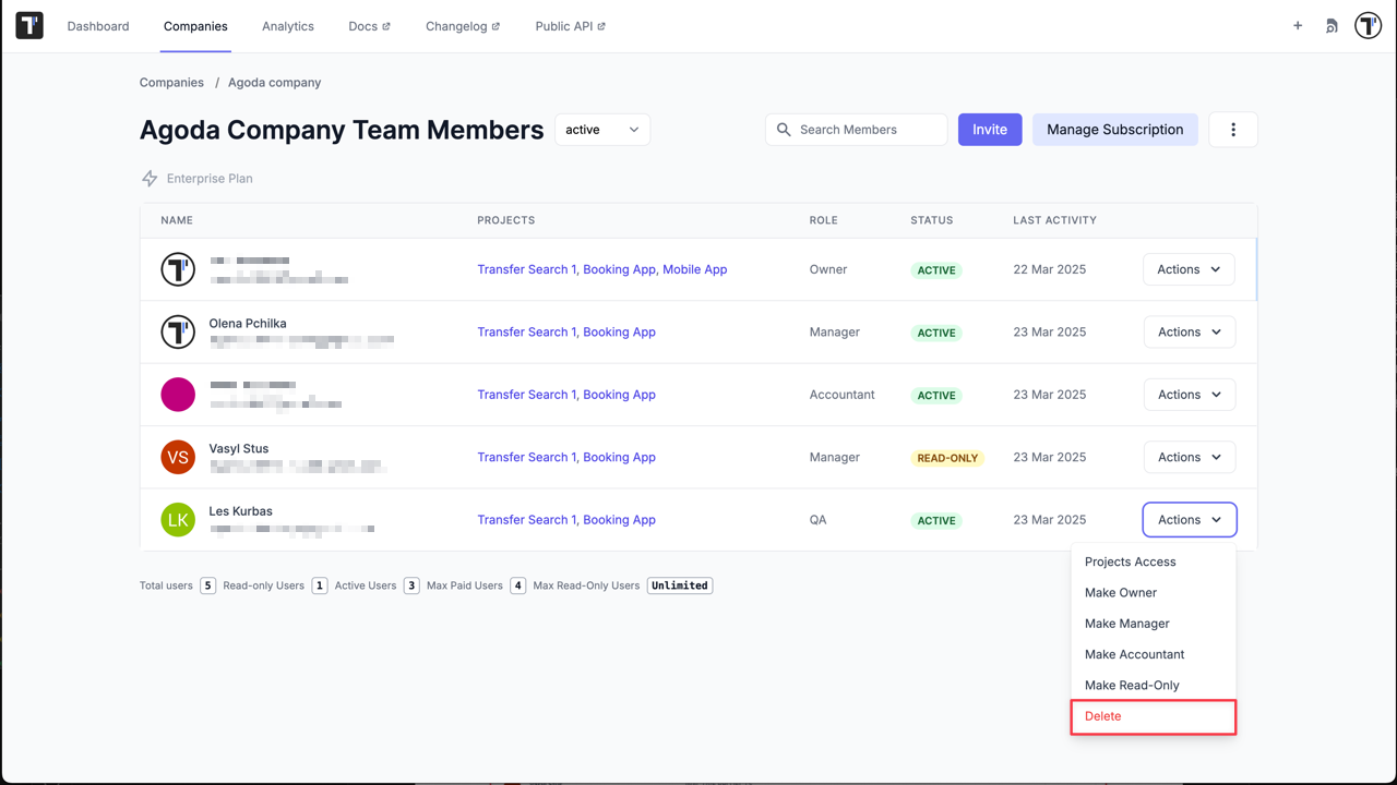 Testomatio - Delete team member